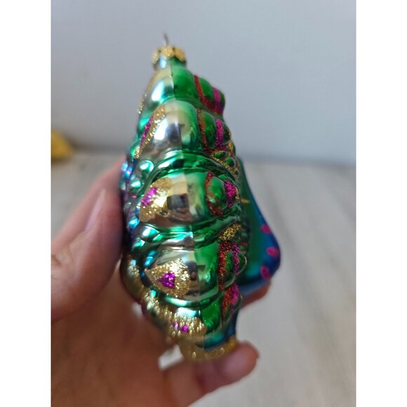 Glitter peacock green ornament glass Xmas tree blue - Picture 7 of 11